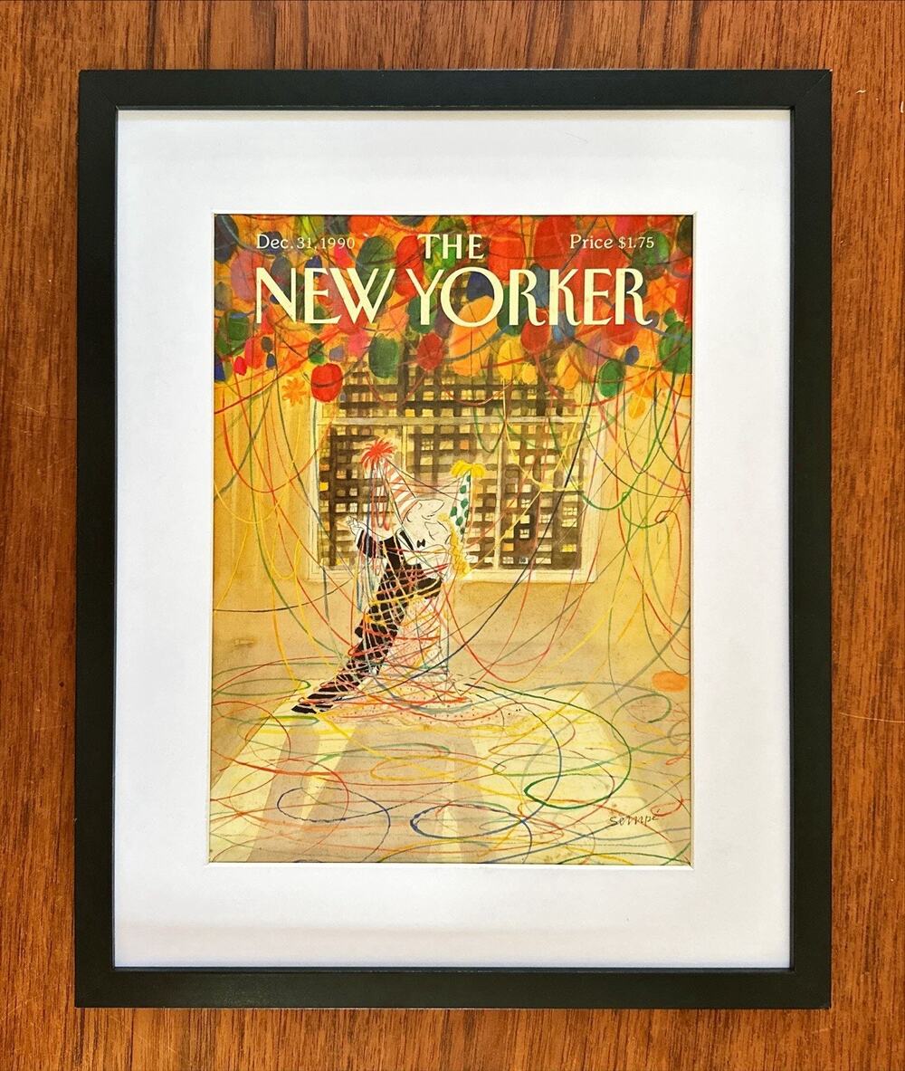 Framed 1990 The New Yorker December 31 J.J. Sempe New Years Party